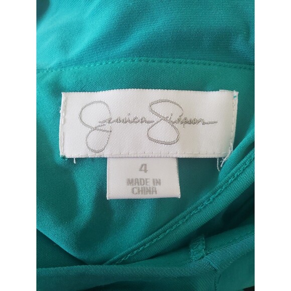 Jessica Simpson Size 4 Woman's Turquoise Blue Green Dress Flutter Sleeves Drape - Picture 8 of 8